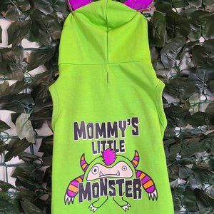 Green "Little Monster" Hooded Halloween Dog Shirt